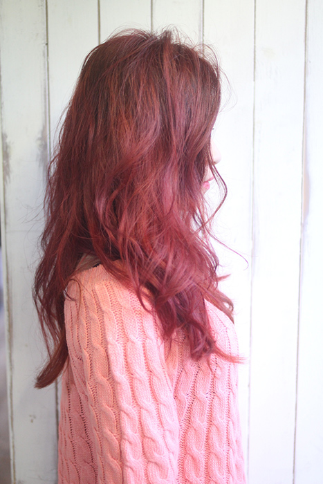 台中染髮,台中剪髮,櫻桃粉紅女孩