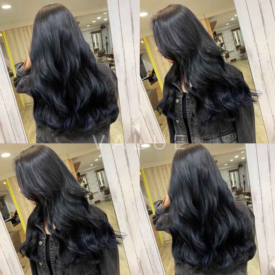 【台中染髮推薦】低調神秘感的漸層感墨藍色 #波浪卷