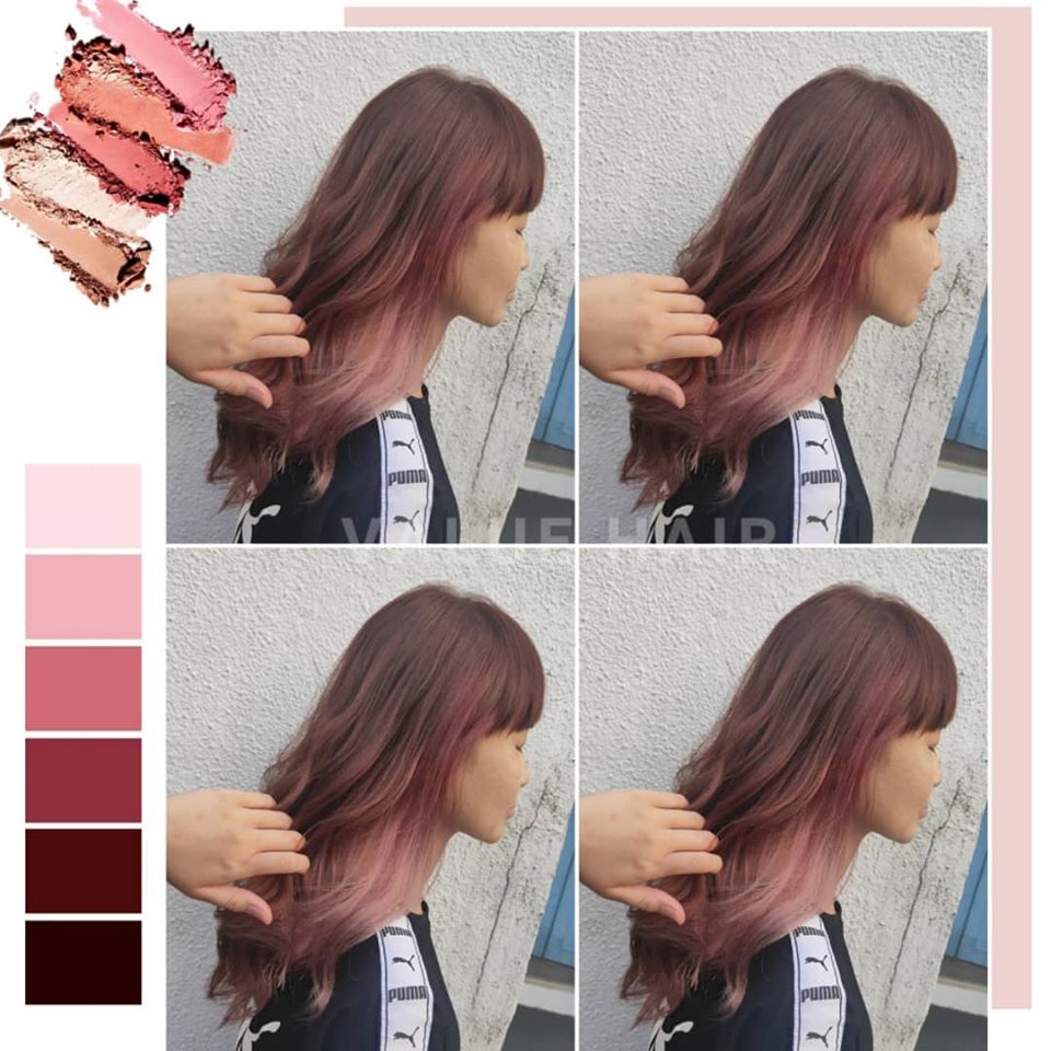 【台中染髮】耳圈染-柔霧玫瑰棕mix櫻花?粉髮色