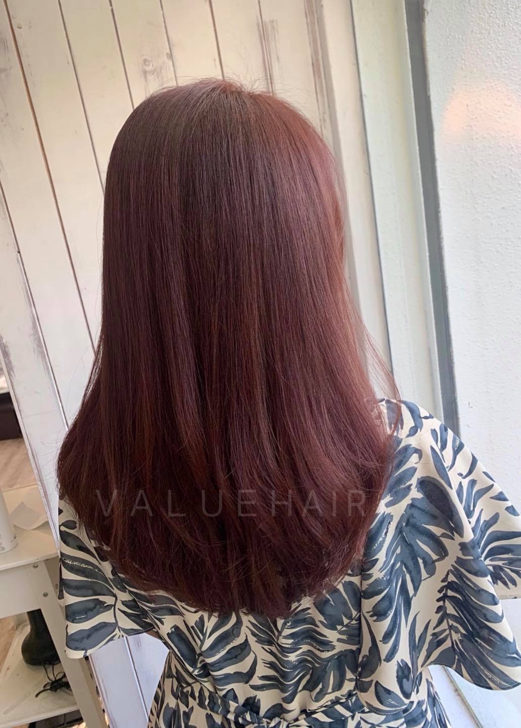 【台中染髮】粉霧莓果棕髮色