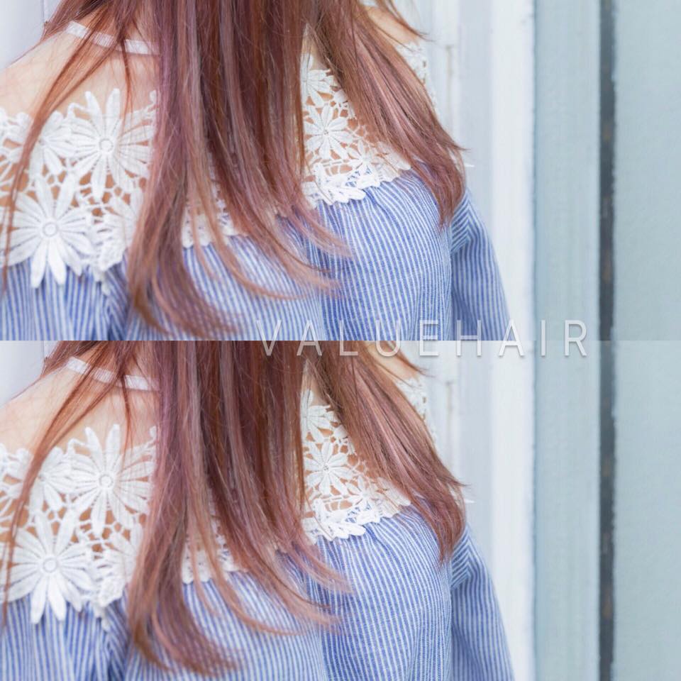 【台中染髮】粉霧質感挑染淡粉色髮色