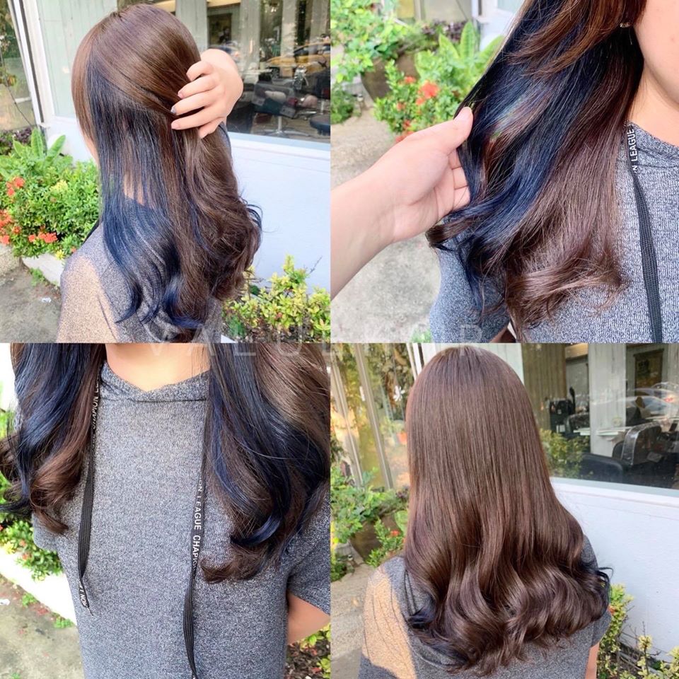 【台中染髮】掛耳染-灰棕mix霧藍髮色