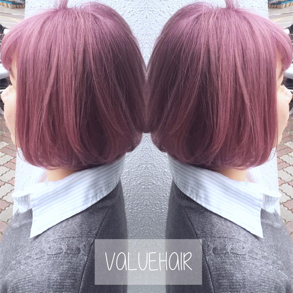 迷霧莓果粉髮色,台中染髮,台中剪髮,台中燙髮推薦