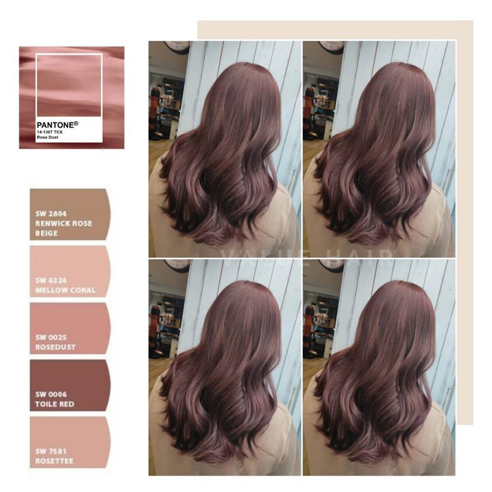 柔霧玫瑰粉棕髮色 o