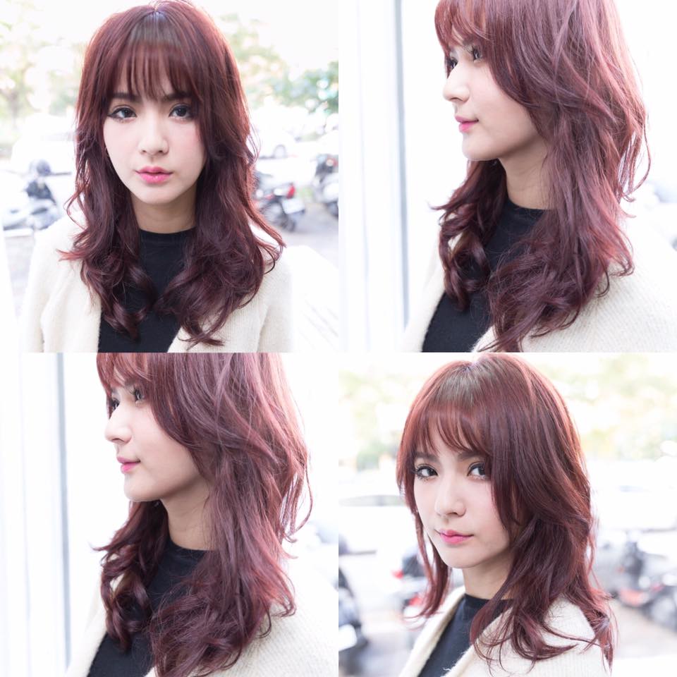 【台中染髮燙髮推薦】莓果粉＋仿電棒捲燙髮