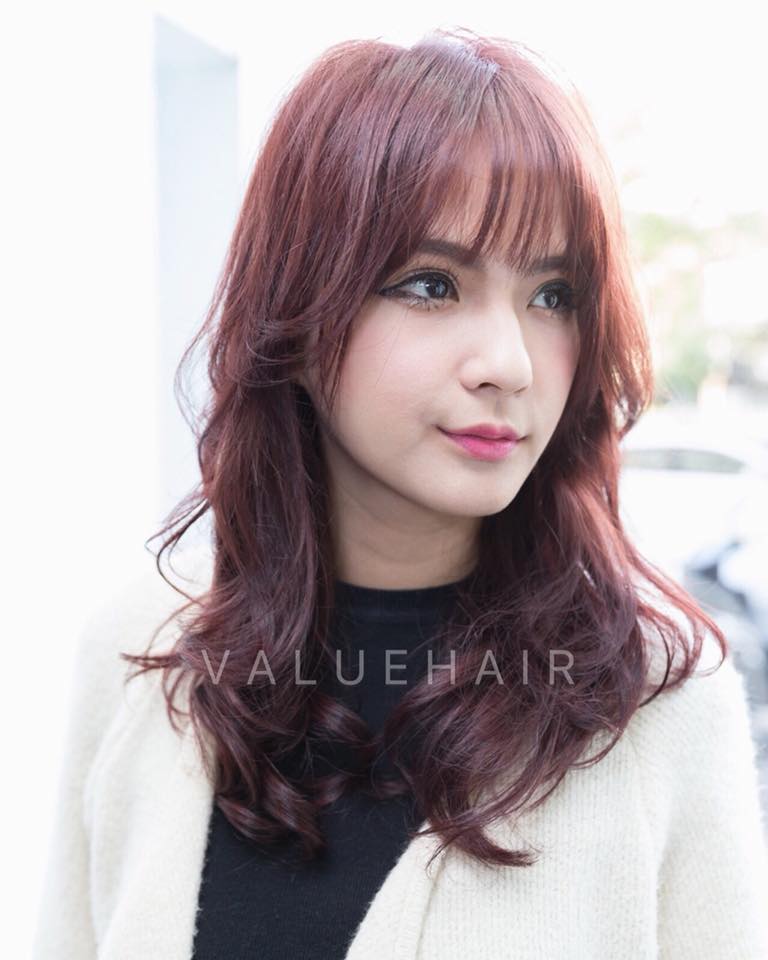 【台中染髮燙髮推薦】莓果粉＋仿電棒捲燙髮