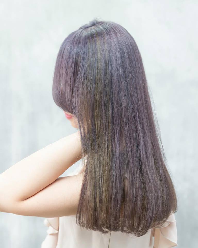 【台中染髮推薦】霧面抹茶綠暈染紫灰色