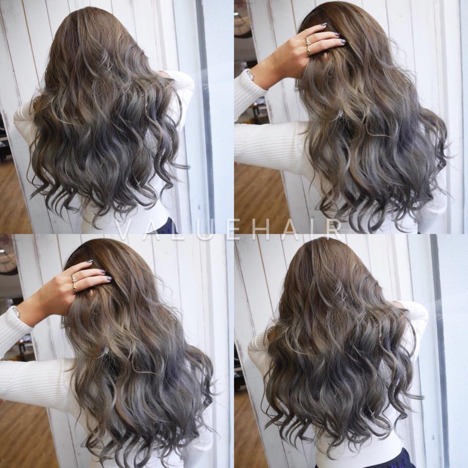 【台中染髮推薦】手刷染迷霧灰藍色髮色