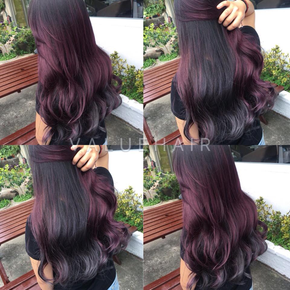 【台中染髮推薦】粉紫mix深灰紫髮色