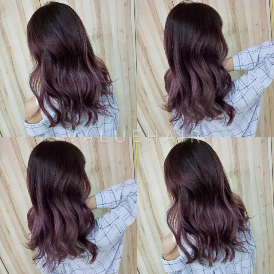 【台中染髮推薦】黑紫色漸層粉霧紫髮色