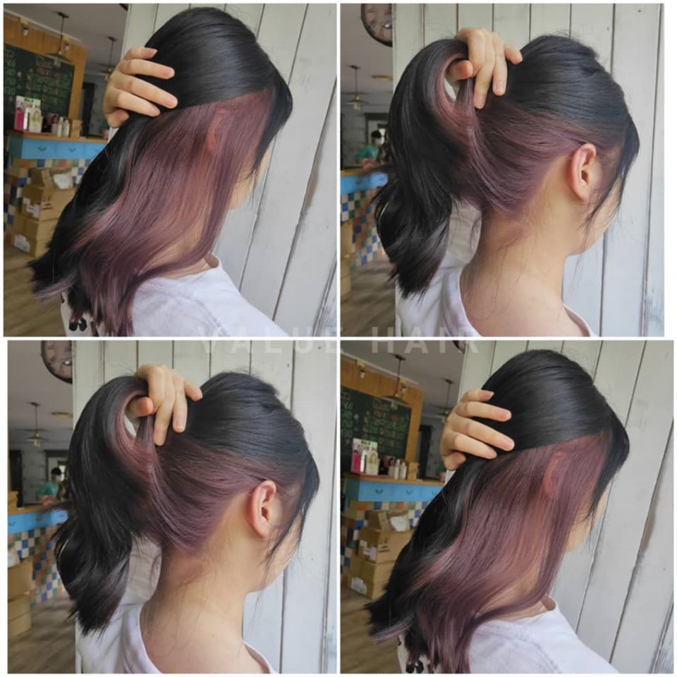 【台中染髮】灰黑mix霧粉紫髮色