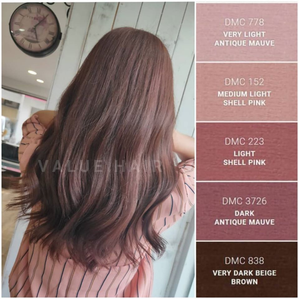 柔霧玫瑰粉棕髮色