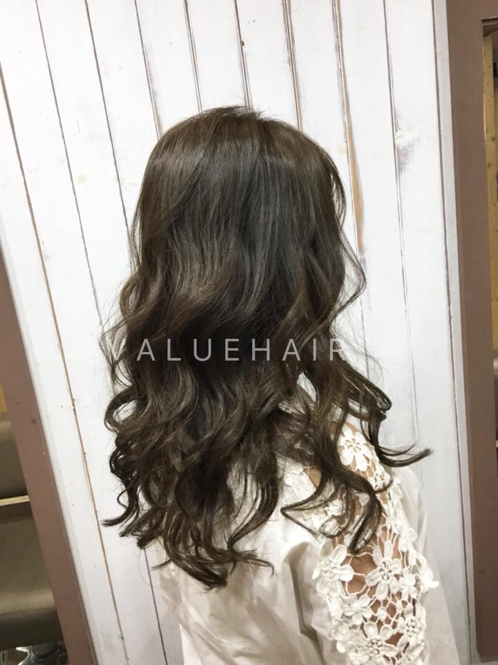 [台中染髮]免漂髮霧面茶綠色髮色